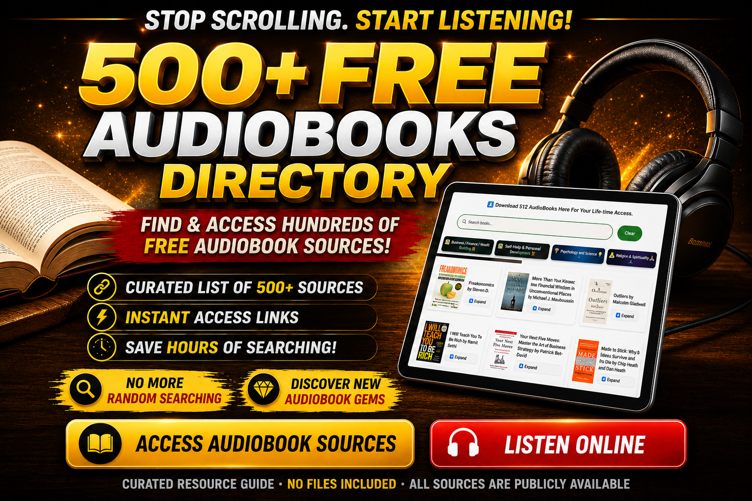 Access Over 500+ Audiobooks Directory Now!